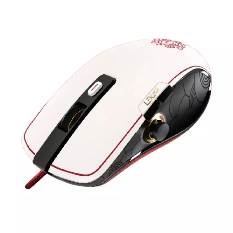 Lexip X Ubisoft - Assassin's Creed - Shadows muis, rechtshandig, optisch, USB Type-A, 12000 DPI, zwart, goud, rood, wit