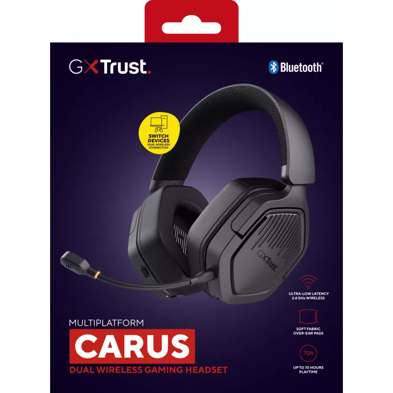 Trust GXT 493 Carus headset bedraad & draadloos hoofdband, helm gaming USB Type-C / USB Type-A Bluetooth zwart