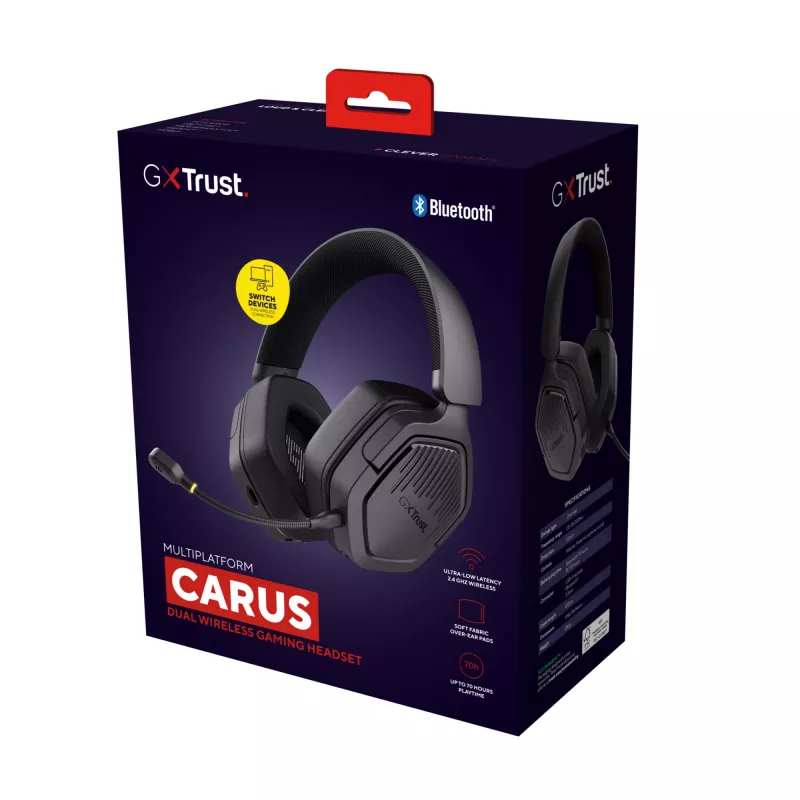 Trust GXT 493 Carus headset bedraad & draadloos hoofdband, helm gaming USB Type-C / USB Type-A Bluetooth zwart