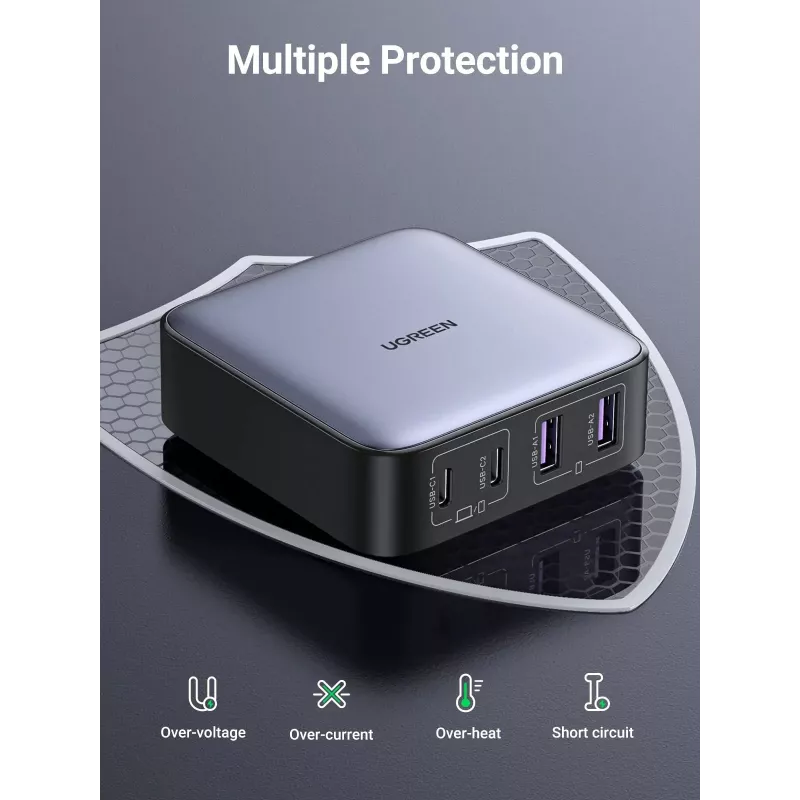 Ugreen Nexode 65 W snellader voor bureau, 2x USB-A + 2x USB-C (90747)
