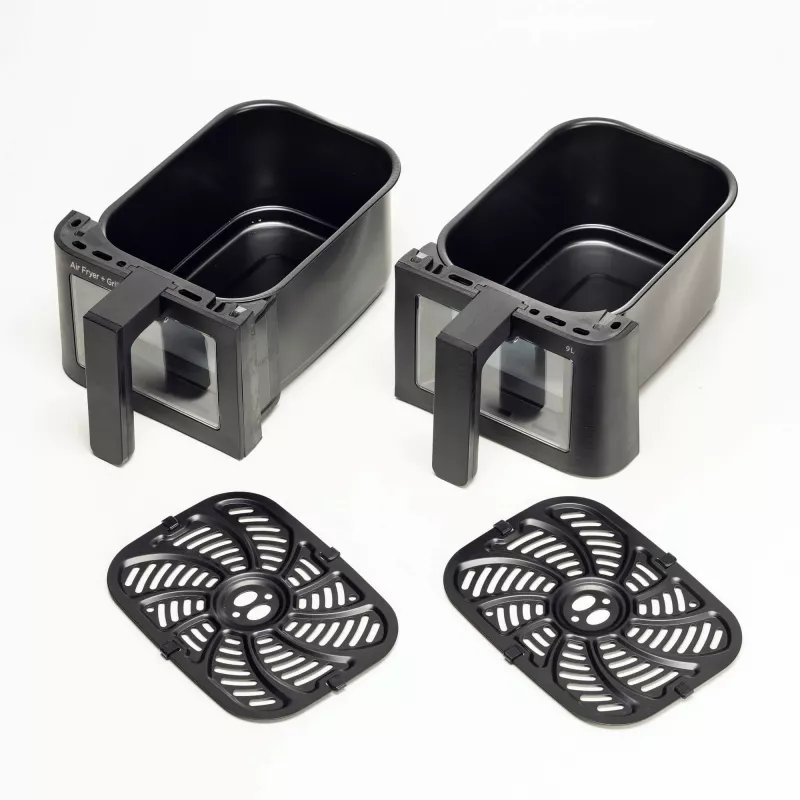 Ariete 4631 Double heteluchtfriteuse 9L, 2400W, totale capaciteit 9L, 11 programma's, multifunctioneel, tot 3,6 kg gefrituurde gerechten temperatuur tot 200°C, dubbele mand, zwart