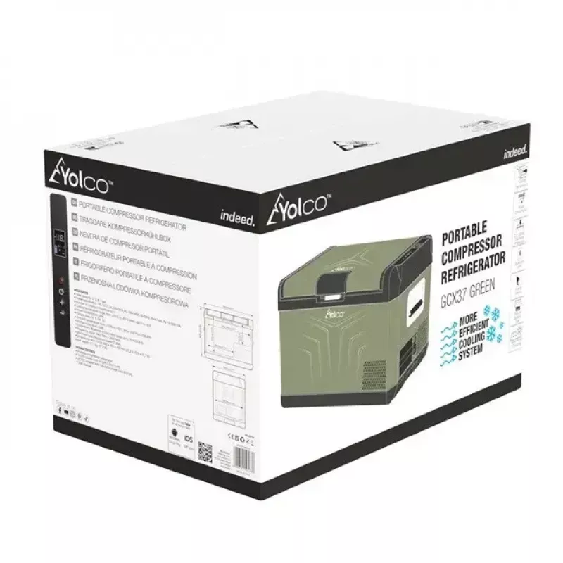 Draagbare compressor-koelkast Yolco GCX47 groen 47L capaciteit energiezuinig