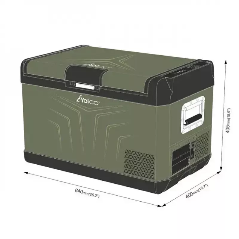 Draagbare compressor-koelkast Yolco GCX47 groen 47L capaciteit energiezuinig