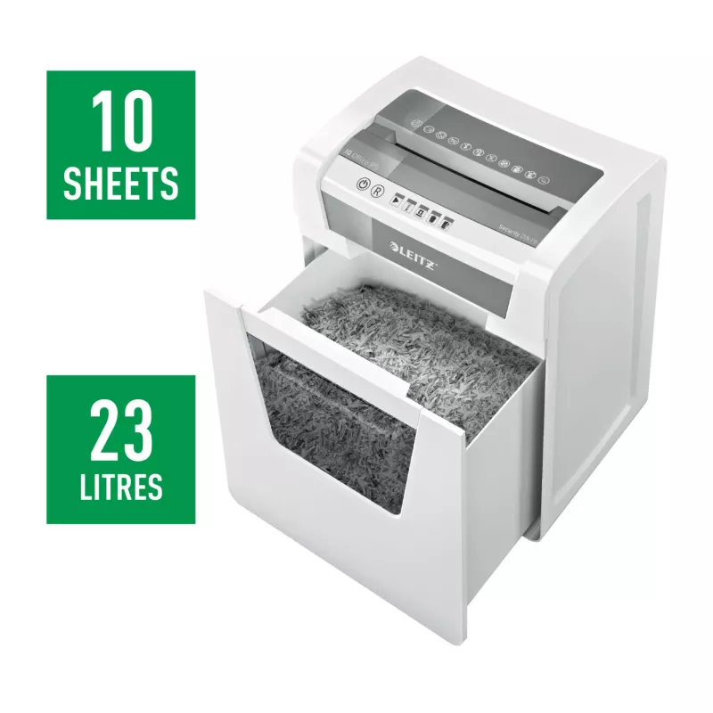 Leitz IQ Office papierversnipperaar Security P5, microsnede, 22,3 cm, 2 x 15 mm, 23 l, 250 vel, 55 dB