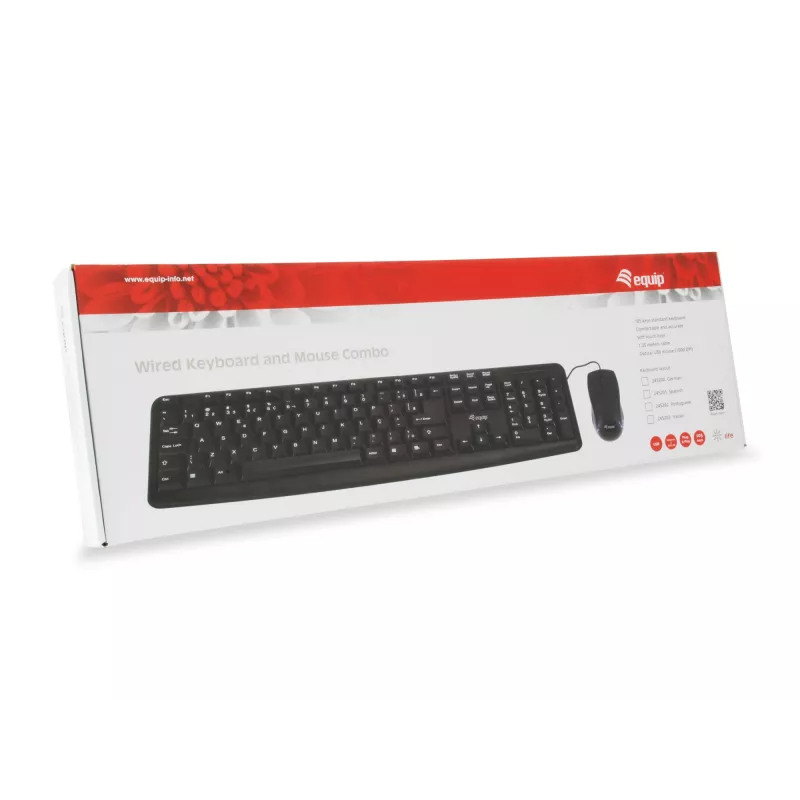 Equip 245201 toetsenbord muis inclusief kantoor USB QWERTY Spaans zwart