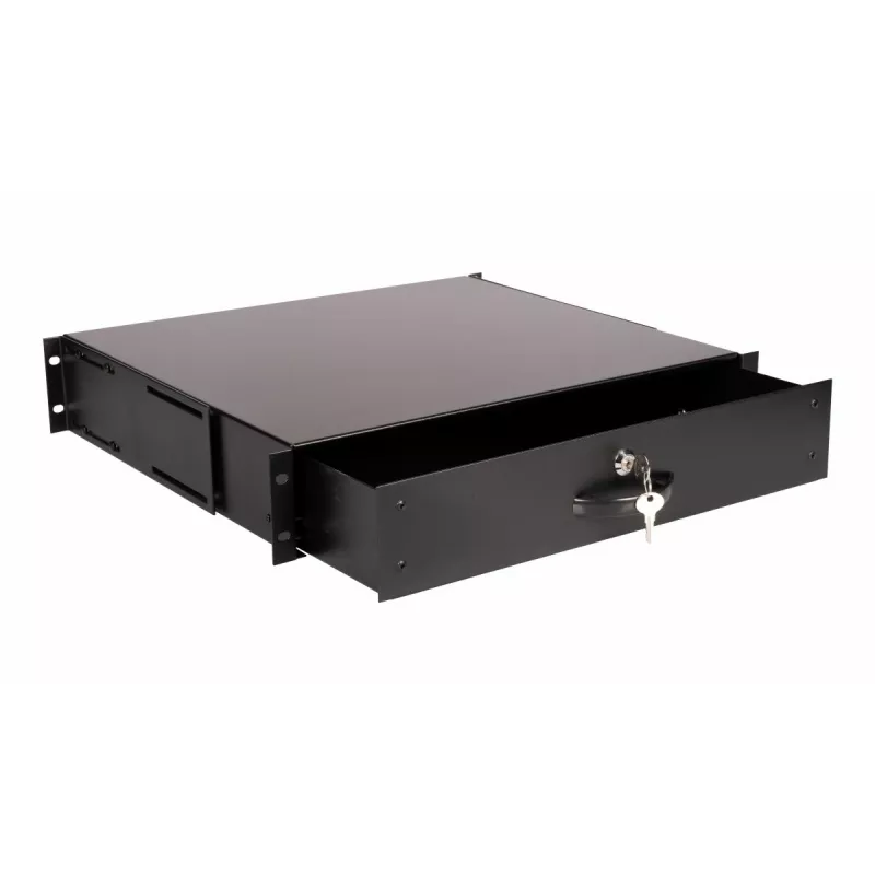 Lade-eenheid Equip afsluitbare lade 19' 2U RAL9005 zwart