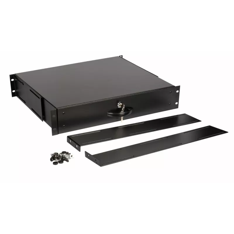 Lade-eenheid Equip afsluitbare lade 19' 2U RAL9005 zwart