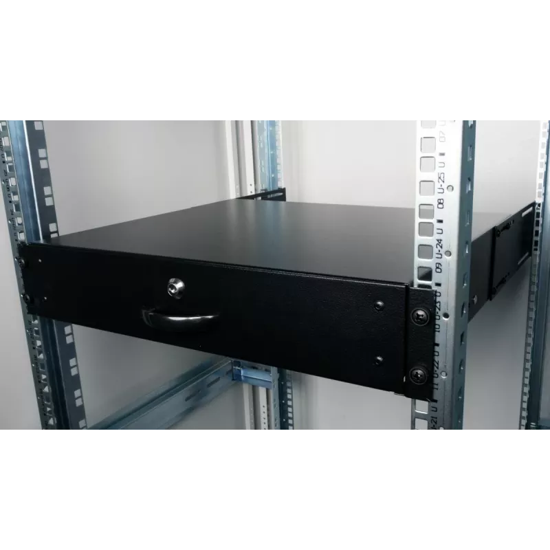 Lade-eenheid Equip afsluitbare lade 19' 2U RAL9005 zwart