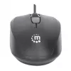 Manhattan Comfort II USB-kabelmuis, zwart, 1000dpi, USB-A, optisch, dubbelhandig, draagbaar/compact, drie knoppen met scrollwiel, drie jaar garantie
