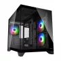 Mini-tower pc-behuizing Cougar FV150 ARGB — zwart, ondersteunt 2x120/140 mm zijventilatoren, 1x120 mm achter, HDD 2,5 inch/3,5 inch, 285×435×365 mm