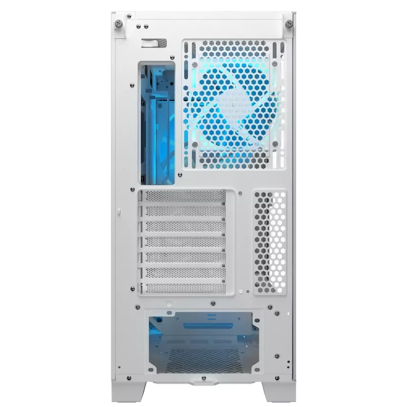 COUGAR pc midi-tower behuizing Airface FLO ARGB wit — 2x180mm voor, 1x120mm achter, ondersteunt 2,5 inch/3,5 inch HDD, 240×480×509 mm