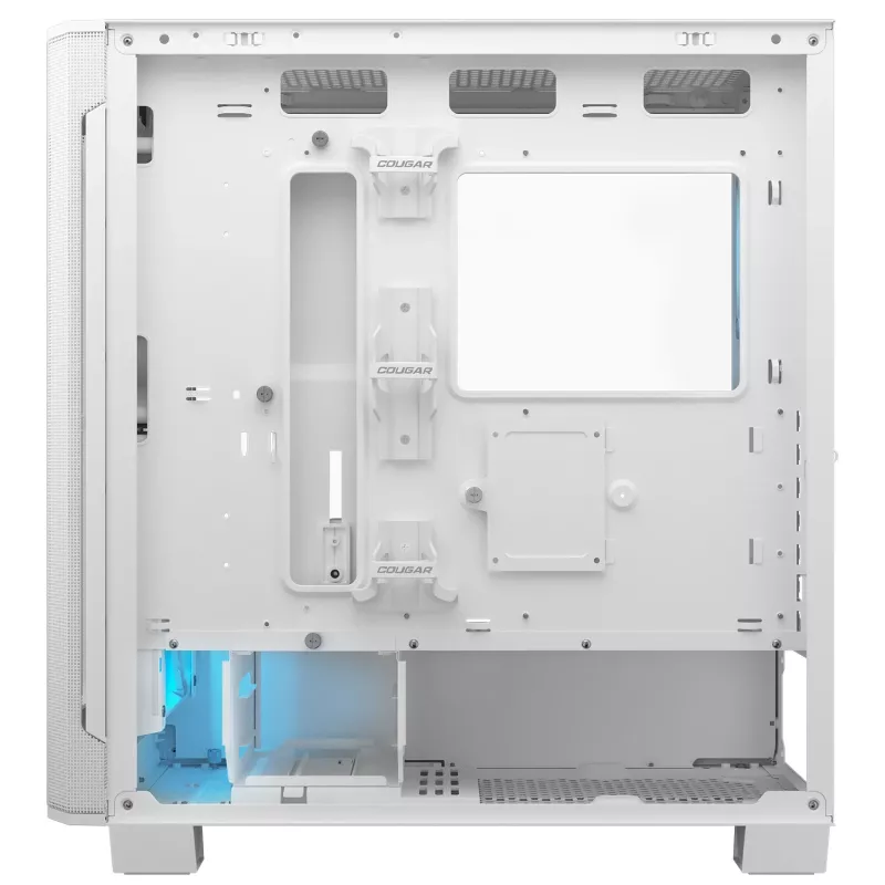 COUGAR pc midi-tower behuizing Airface FLO ARGB wit — 2x180mm voor, 1x120mm achter, ondersteunt 2,5 inch/3,5 inch HDD, 240×480×509 mm