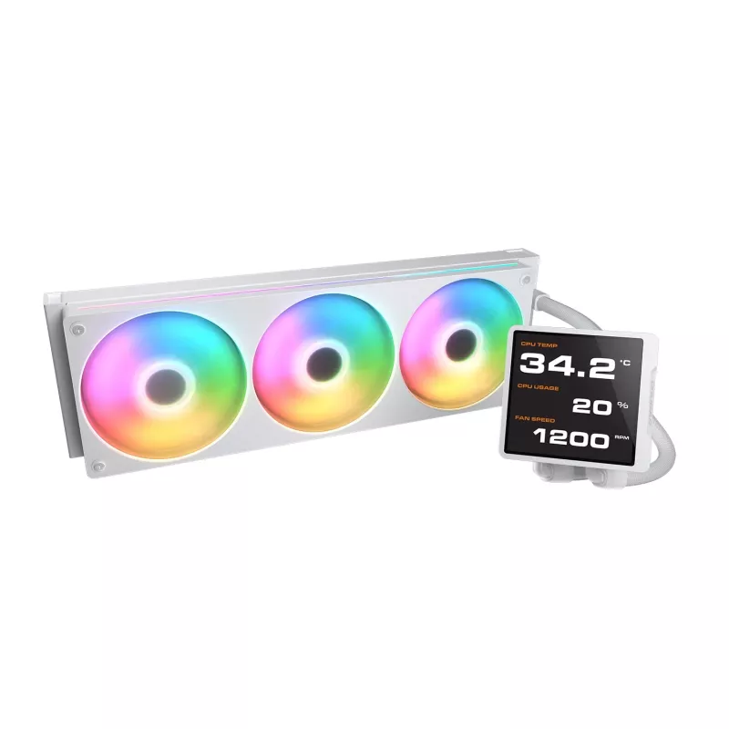 All-in-one CPU-vloeistofkoeler Cougar Poseidon Vistek Pro 360 – 120 mm ventilator, ARGB, wit