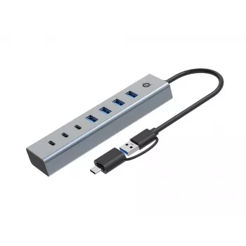 Conceptronic HUBBIES20GP 7-poorts USB 3.0-hub met voeding, 5Gbps, USB-C x 3, USB-A x 4