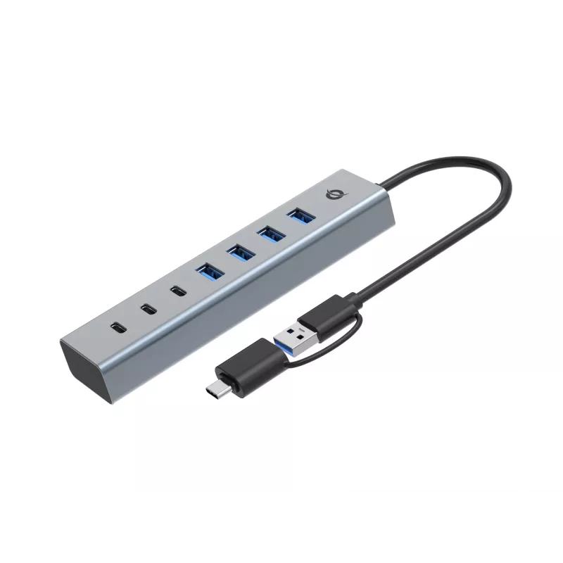 Conceptronic HUBBIES20GP 7-poorts USB 3.0-hub met voeding, 5Gbps, USB-C x 3, USB-A x 4