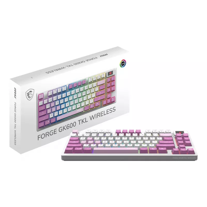 MSI FORGE GK600 TKL draadloos gamingtoetsenbord, QWERTZ DE, violet