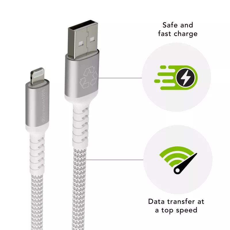 dbramante1928 re-charge Pro - BRD-kabel 2,5 m USB-A naar Lightning -W