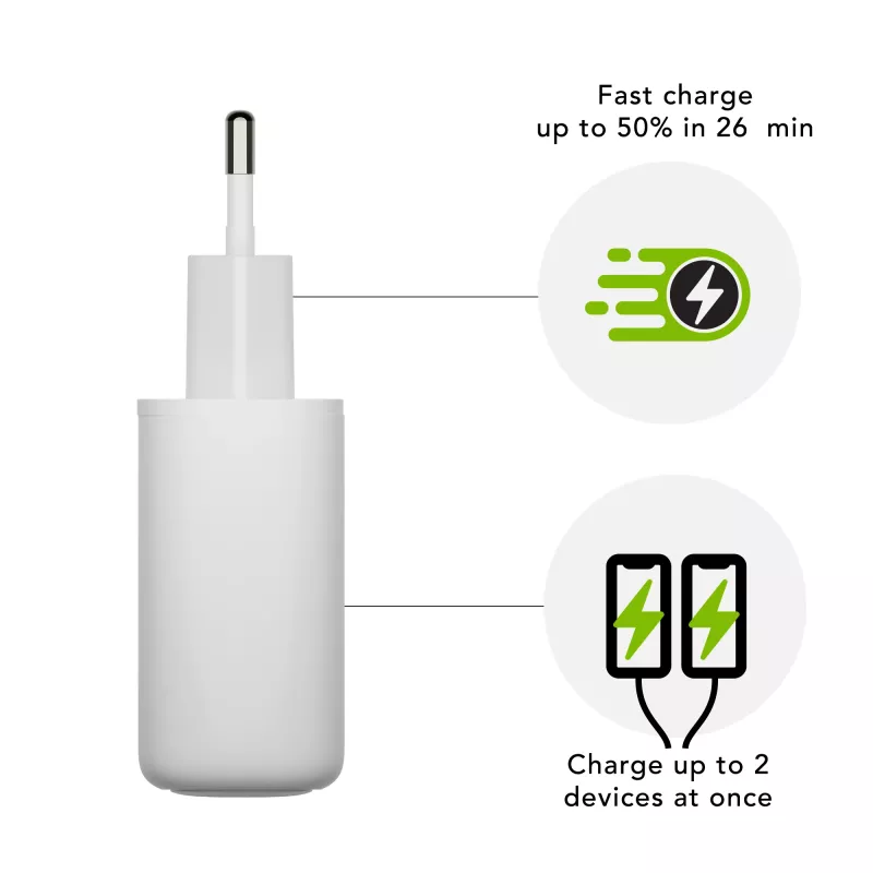 dbramante1928 re-charge Pro - EU wandlader 2x USB-C 20W - W
