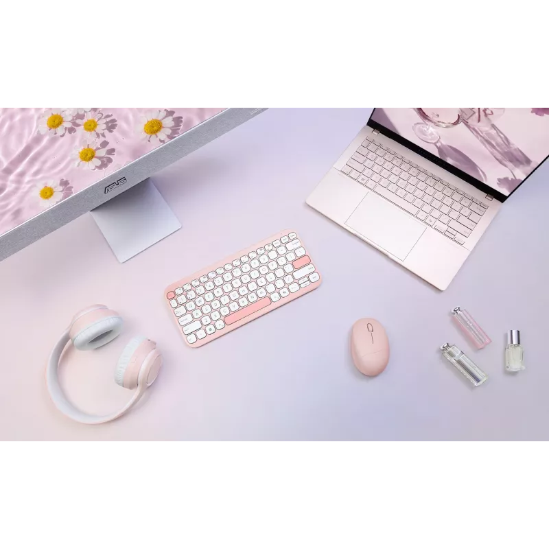 Draadloos ASUS Marshmallow KW100 75%-Bluetooth-toetsenbord — QWERTZ Duits, schaarschakelaars, roze