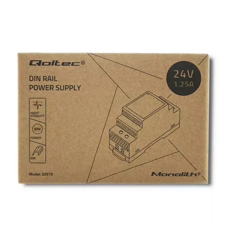 DIN-rail voeding QOLTEC 30W 24V 1,25A grijs