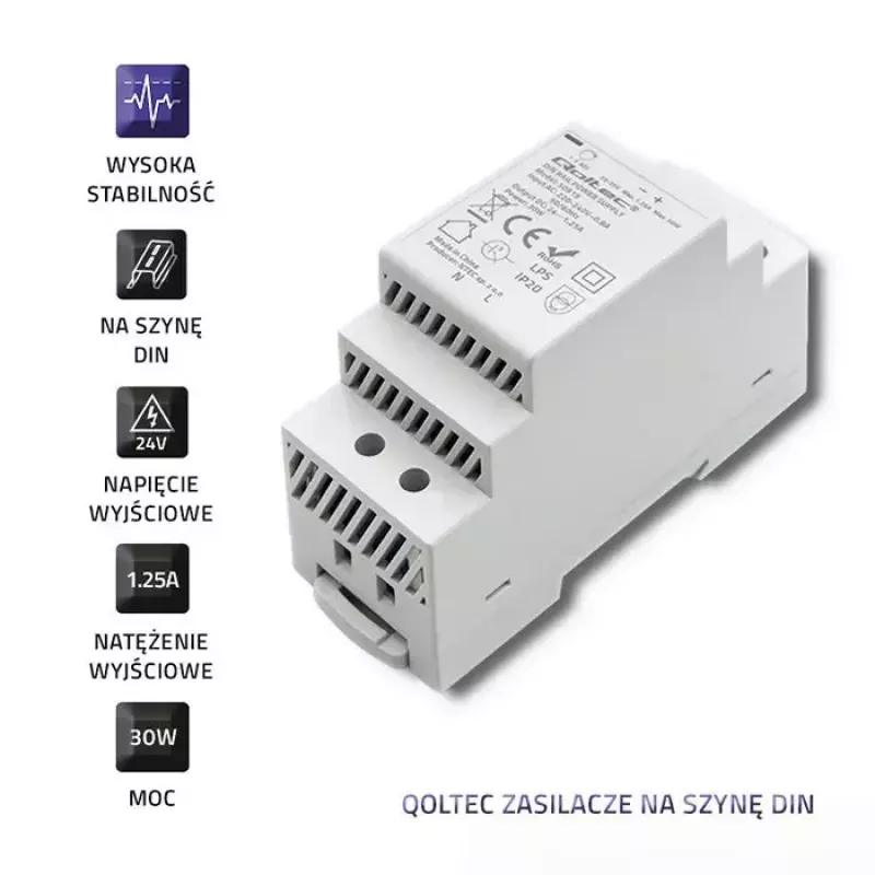 DIN-rail voeding QOLTEC 50920, eenfasig, voor industriële installaties