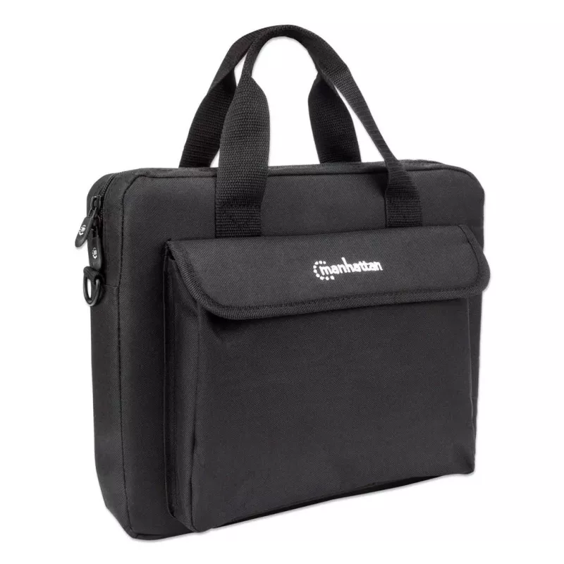 Manhattan London Laptoptas 12,5 inch, Top-Loader, Zwart, LOW COST, accessoirevak, schouderband (afneembaar), notebooktas, drie jaar garantie