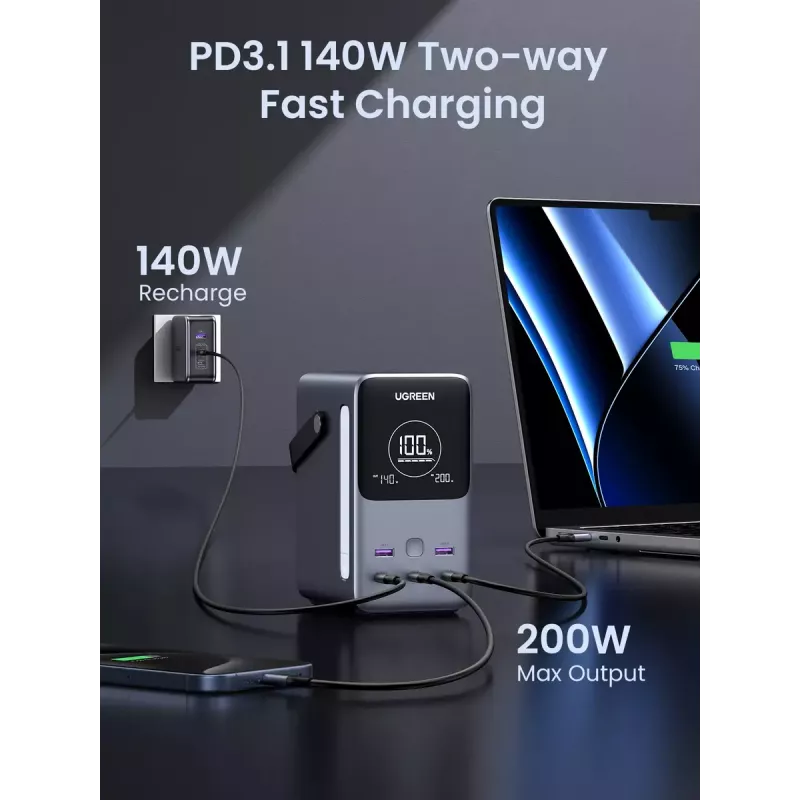 Ugreen Nexode Powerbank 48000 mAh Lithium Grijs
