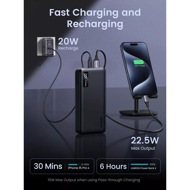 Ugreen 25683 Powerbank 20000 mAh zwart
