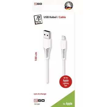 Lightning-kabel 2GO 797288 1 m wit USB B