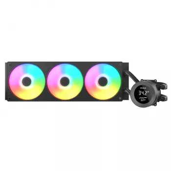 All-in-One vloeistof-CPU-koeler Cougar Poseidon Vistek 360, ARGB, 120-mm-ventilator, 700–2500 tpm, zwart
