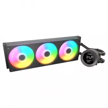 All-in-One vloeistof-CPU-koeler Cougar Poseidon Vistek 360, ARGB, 120-mm-ventilator, 700–2500 tpm, zwart