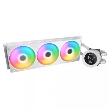 All-in-One CPU-vloeistofkoeler Cougar Poseidon Vistek 360, ARGB, 120-mm-ventilator, wit, ondersteunt LGA1700/AM5