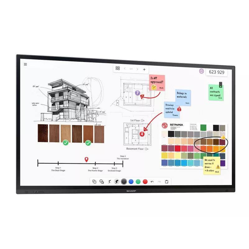 Sharp PN-LA752 digital signage flatscreen 190,5 cm (75 inch) LCD 500 cd/m² 4K Ultra HD zwart touchscreen 24/7