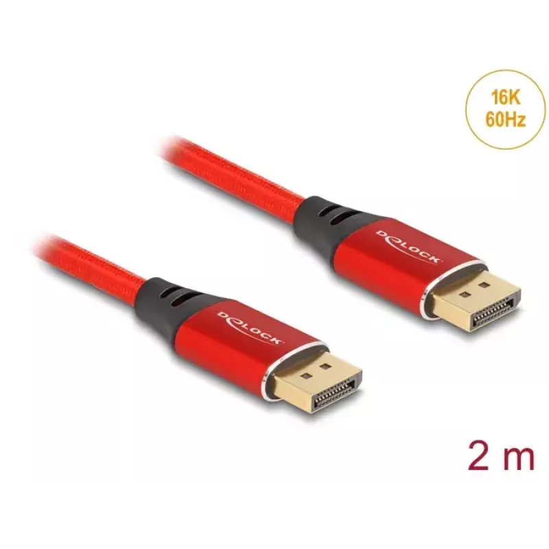 DeLOCK DisplayPort-kabel 16K 60 Hz 2 m rood metaal
