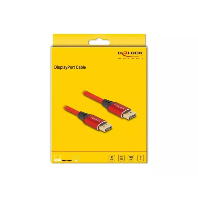DeLOCK DisplayPort-kabel 16K 60 Hz 2 m rood metaal