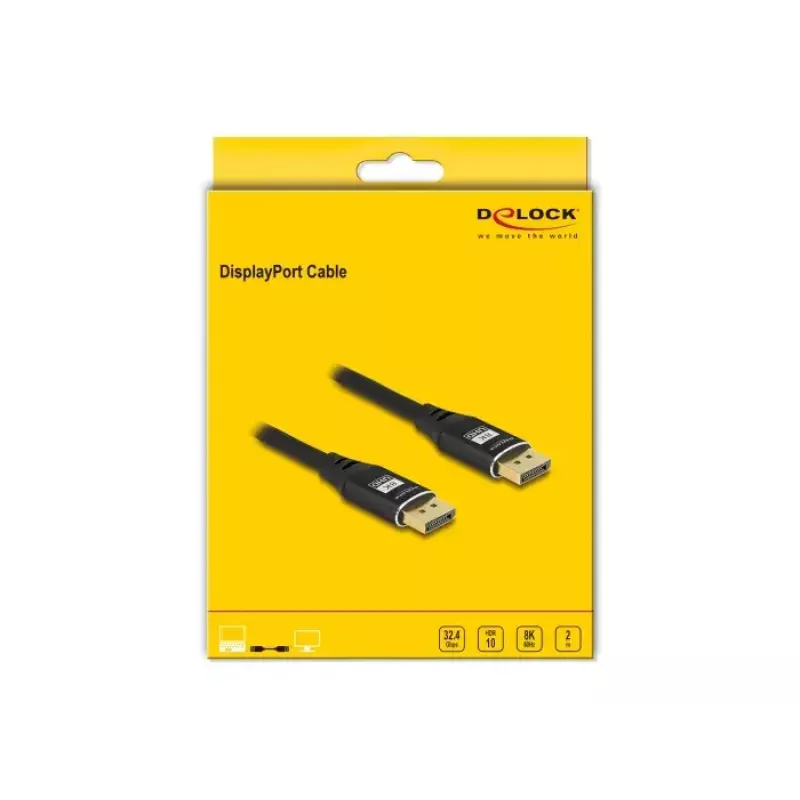 DeLOCK DisplayPort-kabel 8K 60 Hz 2 m zwart metaal