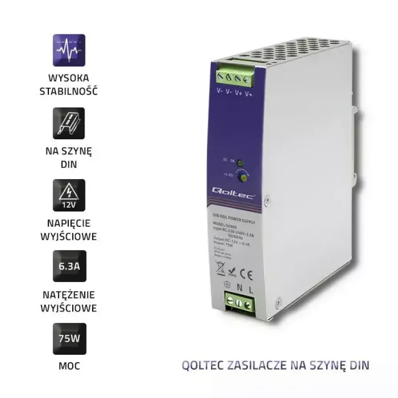 Industriële DIN-railvoeding QOLTEC 50905