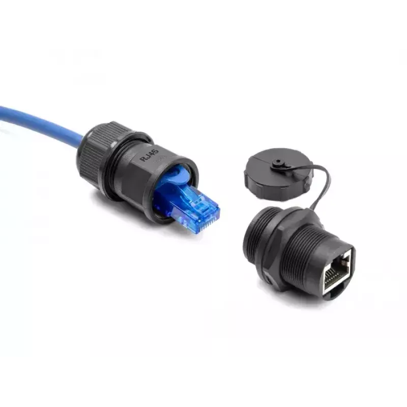 DeLOCK RJ45 Cat.6A koppeling met beschermkap IP67 stof- en waterdicht