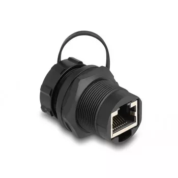 DeLOCK RJ45 Cat.6A koppeling met beschermkap IP67 stof- en waterdicht