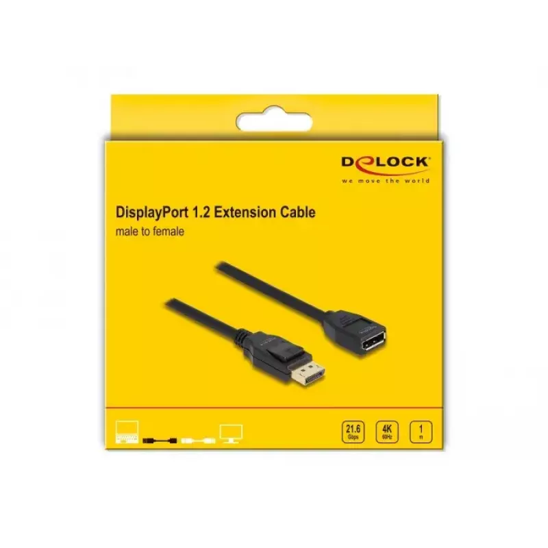 DeLOCK DisplayPort 1.2 verlengkabel 4K 60 Hz 1 m