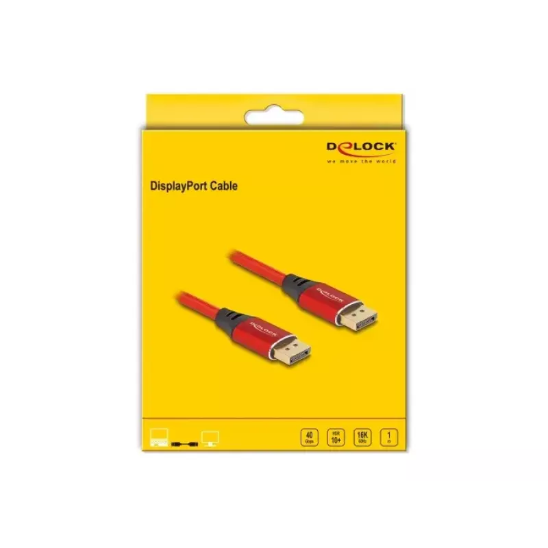DeLOCK DisplayPort-kabel 16K 60 Hz 1 m rood metaal