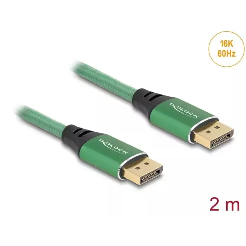 DeLOCK DisplayPort-kabel 16K 60 Hz 2 m groen metaal