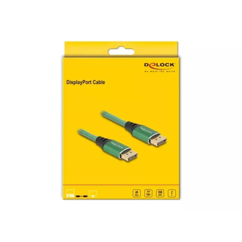 DeLOCK DisplayPort-kabel 16K 60 Hz 2 m groen metaal