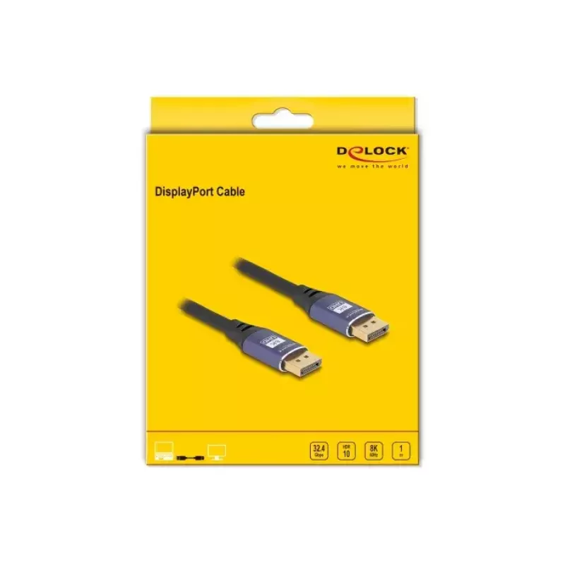 DeLOCK DisplayPort-kabel 8K 60 Hz 1 m paars metaal