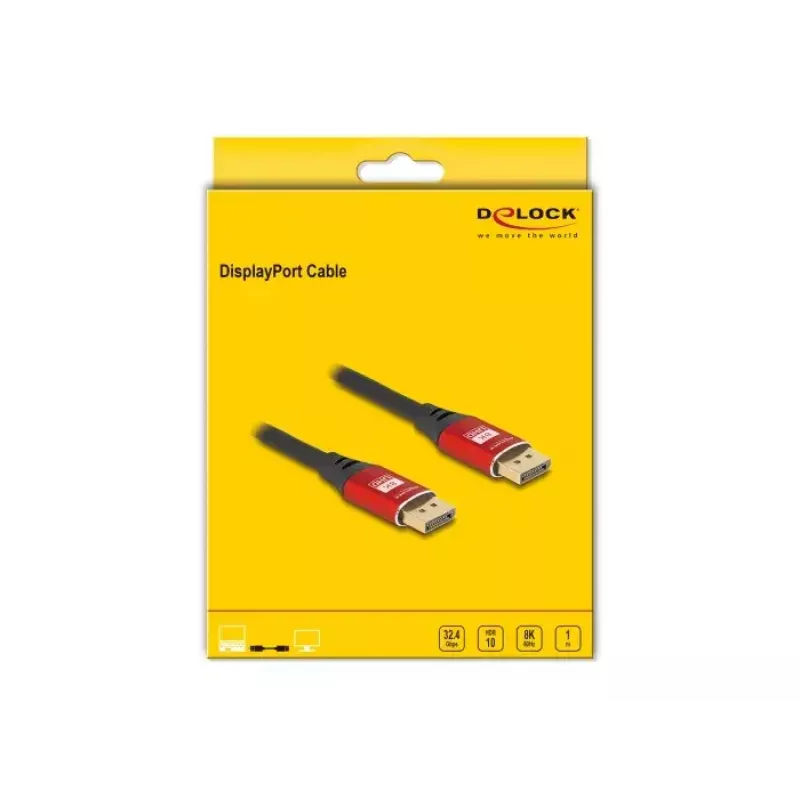 DeLOCK DisplayPort-kabel 8K 60 Hz 1 m rood metaal