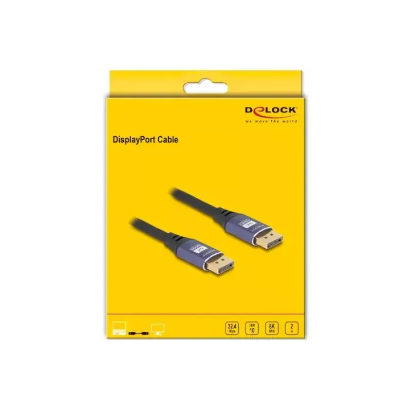 DeLOCK DisplayPort-kabel 8K 60 Hz 2 m paars metaal