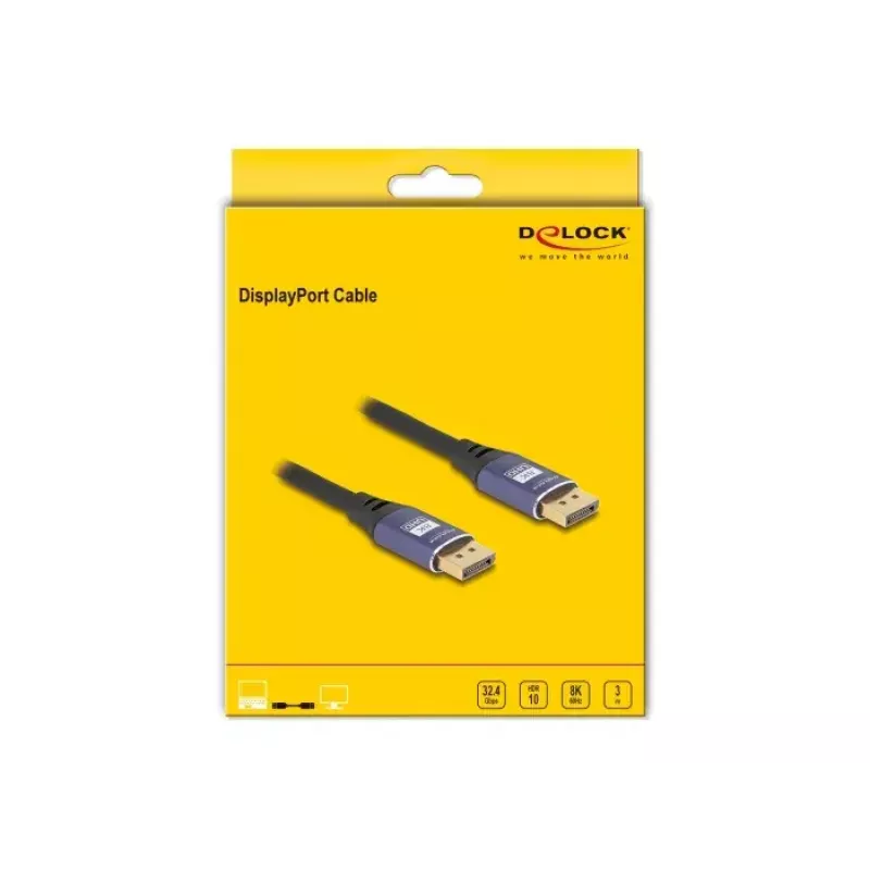 DeLOCK DisplayPort-kabel 8K 60 Hz 3 m paars metaal