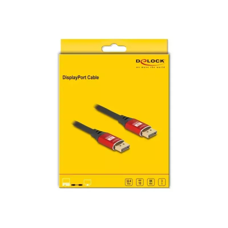 DeLOCK DisplayPort-kabel 8K 60 Hz 3 m rood metaal