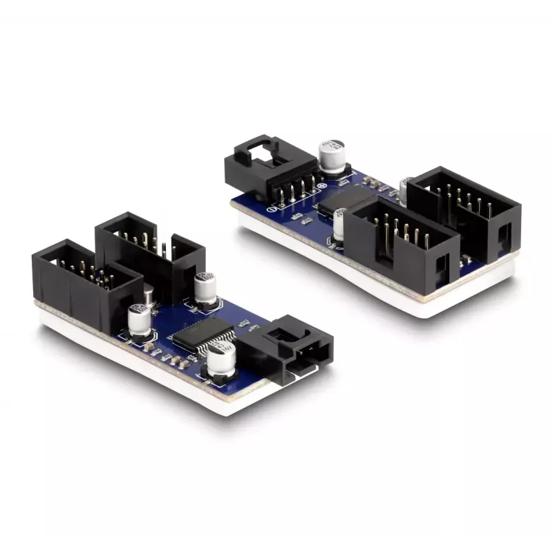 DeLOCK USB 2.0 pinheader hub 2 poorten zwart blauw