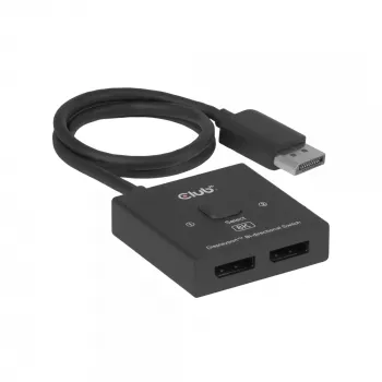 DisplayPort 2-in-1 bidirectionele switch CLUB3D CSV-1009 — 2x DisplayPort-uitgangen, 8K@60Hz, zwart
